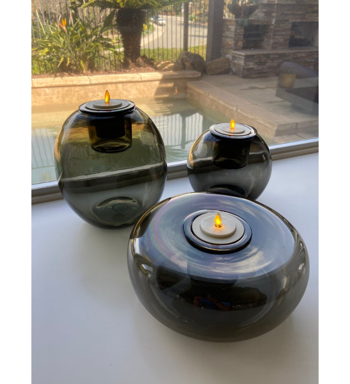 Glass Round w Luminara Flameless
